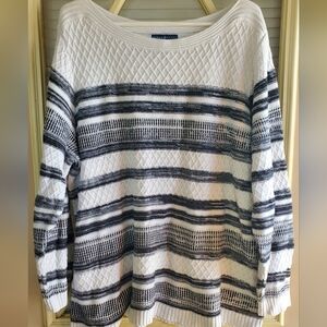 Karen Scott Textured Knit Sweater in White and Black